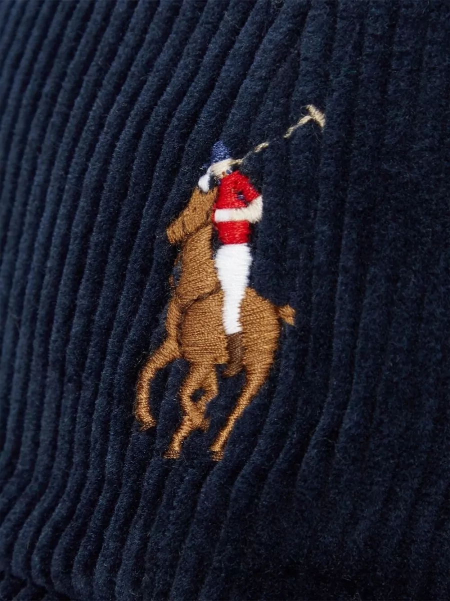 Ralph Lauren Logo Cap Corduroy Texture Structured Design