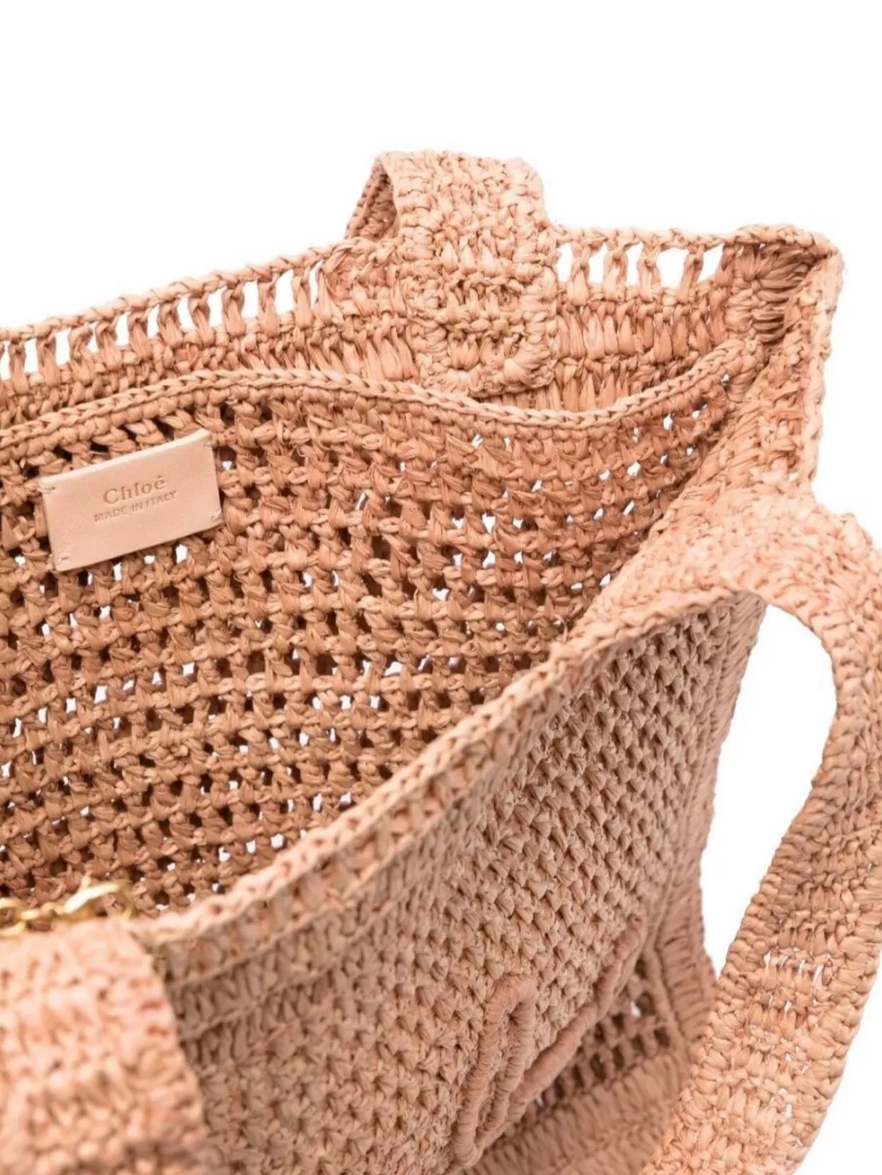 Chloé Summer Banana Embellished Crocheted Embroidered Faux Raffia Tote