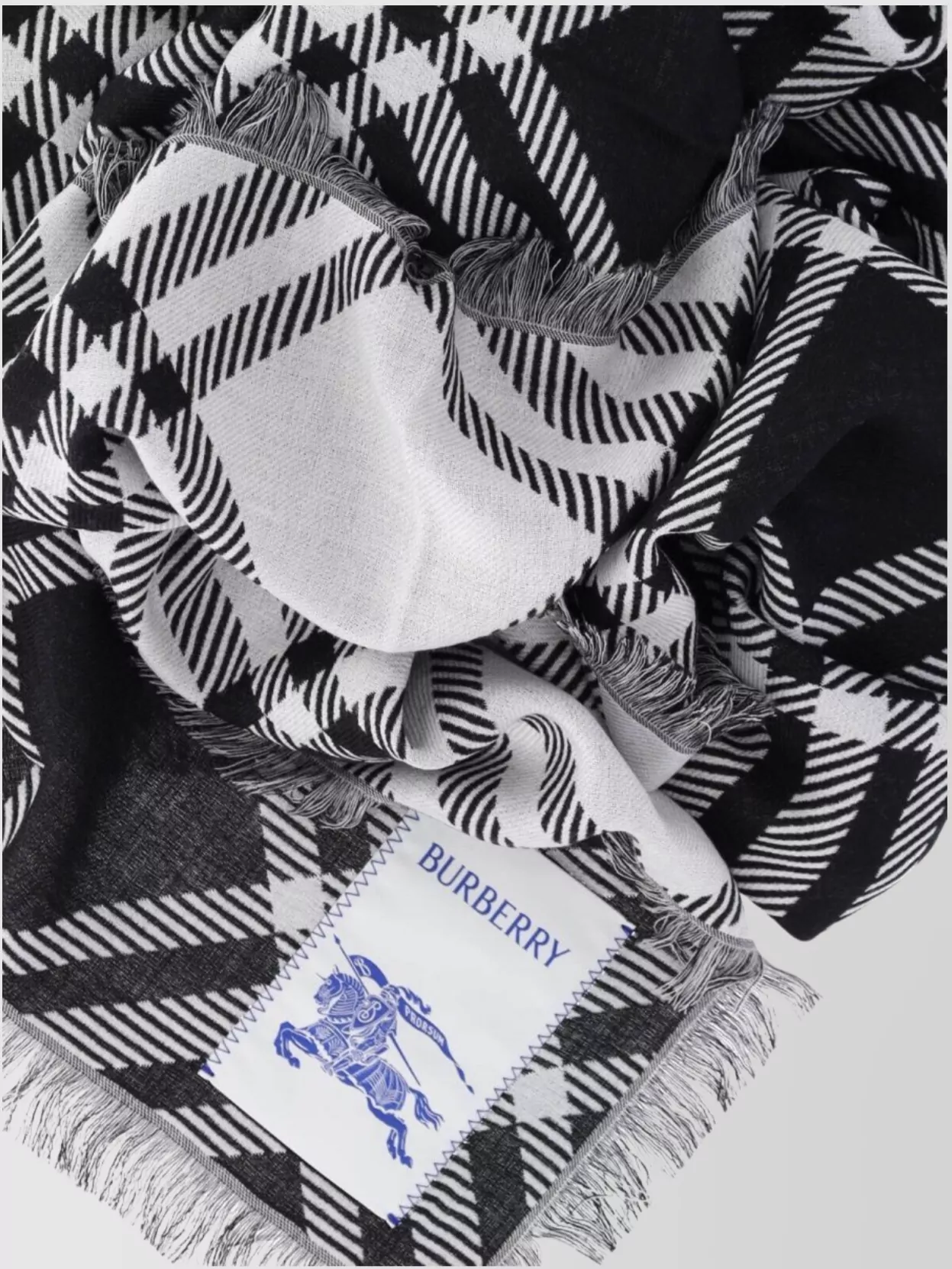 Burberry Scarf Check Pattern Fringed Edges