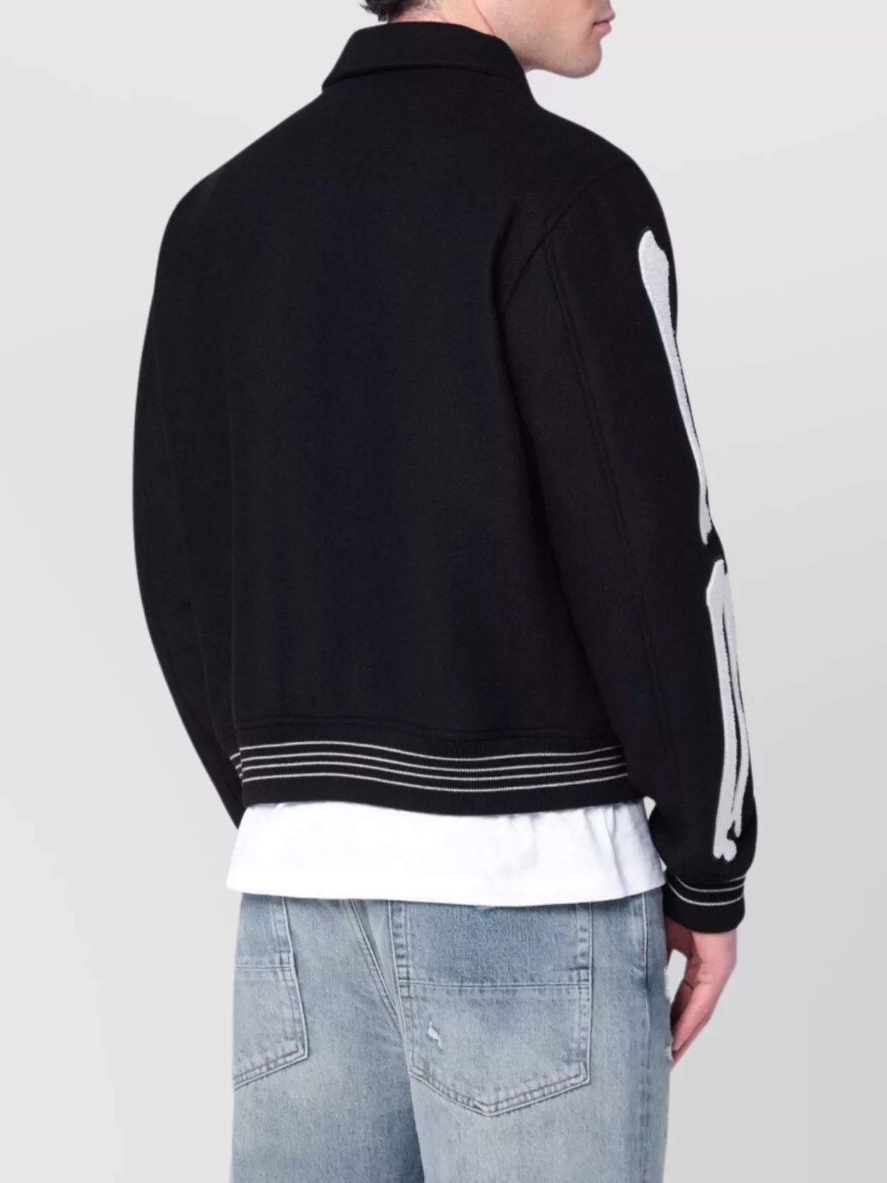 Amiri Wool Blend Jacket Logo Stripe Detail In Black