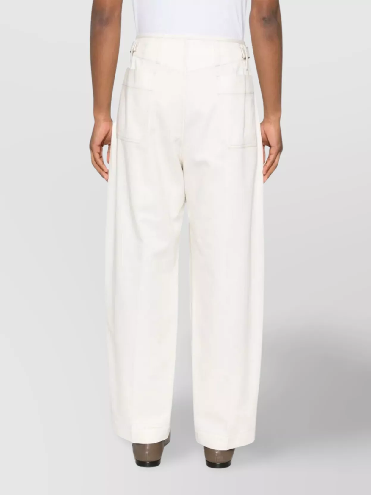Lemaire Wide Leg Pleated Carrot Pants With Adjustable Waist