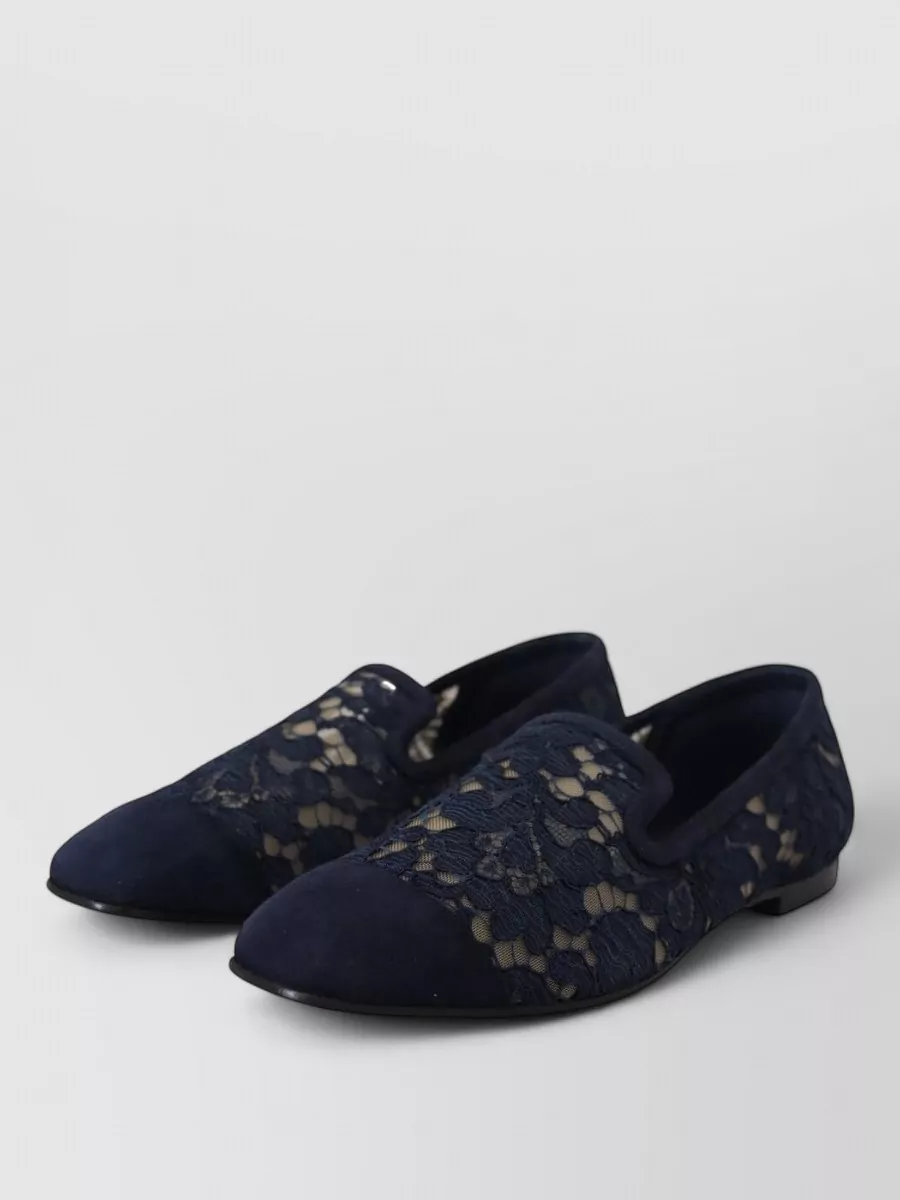 Dolce&Gabbana suede floral lace slip-on loafers