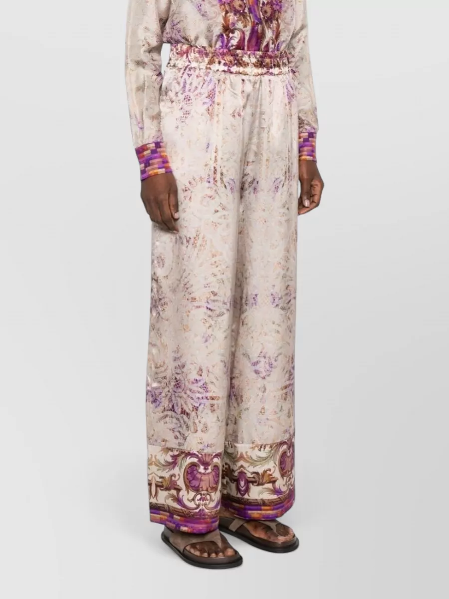 Pierre Louise Mascia Printed Silk Wide-Leg Trousers
