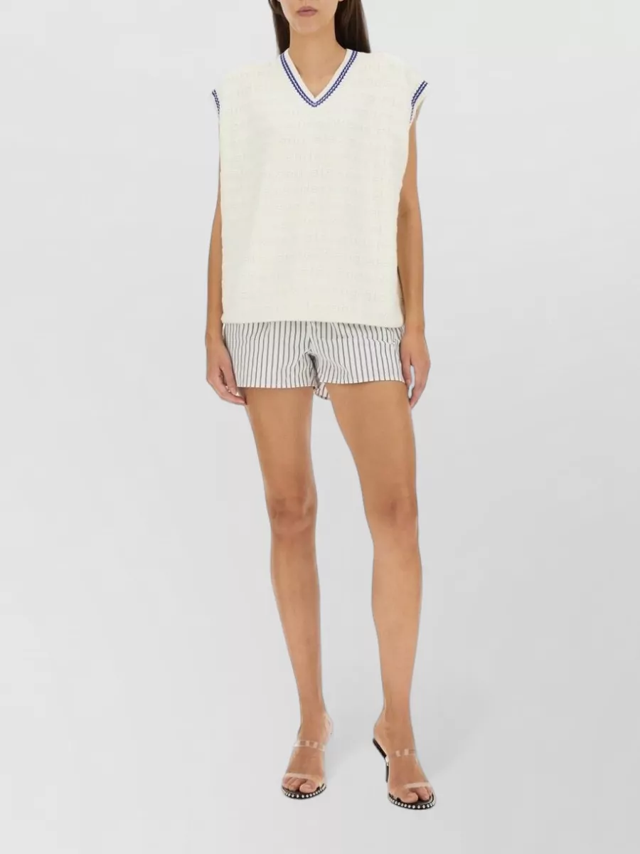 Alexander Wang Knit Vest Contrast Trim V Neckline Ribbed Hem