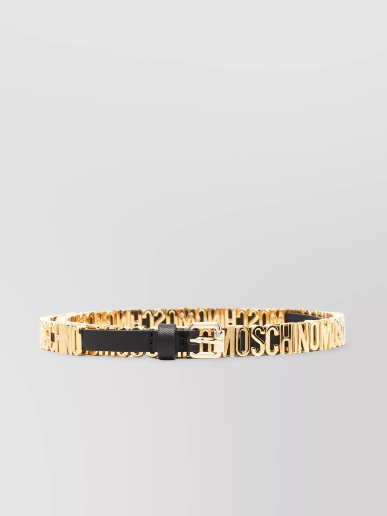 Shop Moschino Smooth Grain Leather Chain Link Belt