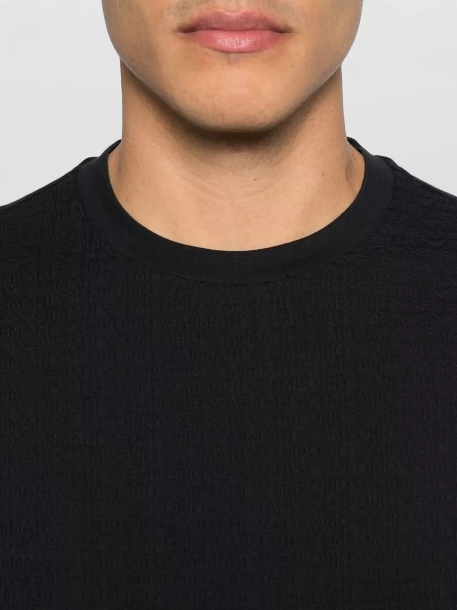 Emporio Armani Textured Cotton Round-Neck Short-Sleeve T-Shirt