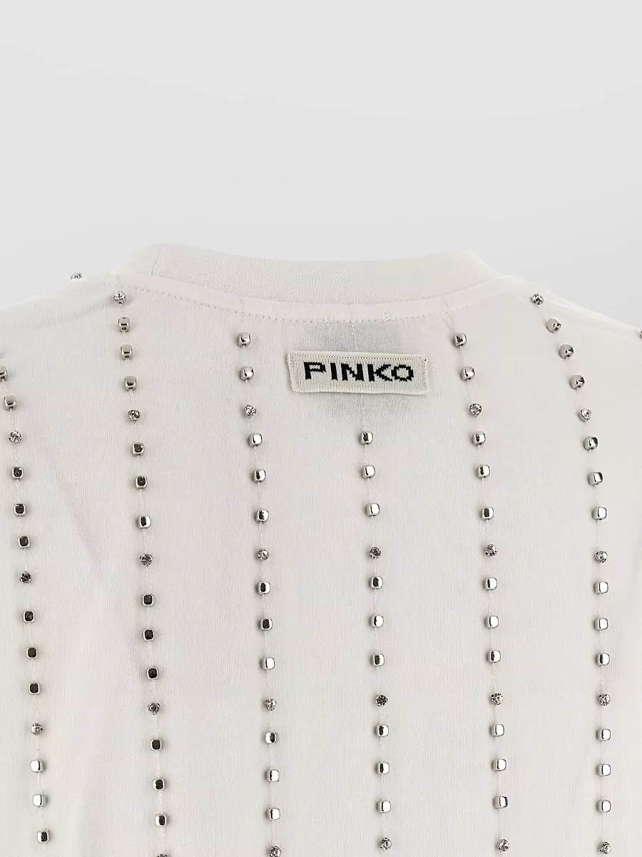 Pinko Wilma Crew Neck T Shirt Studded Design