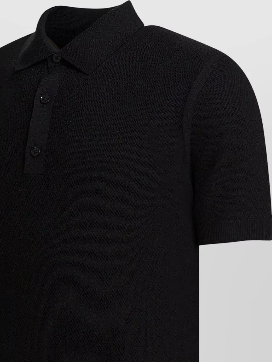 Tom Ford Silk Cotton Pique Polo Shirt Ribbed Collar Hem