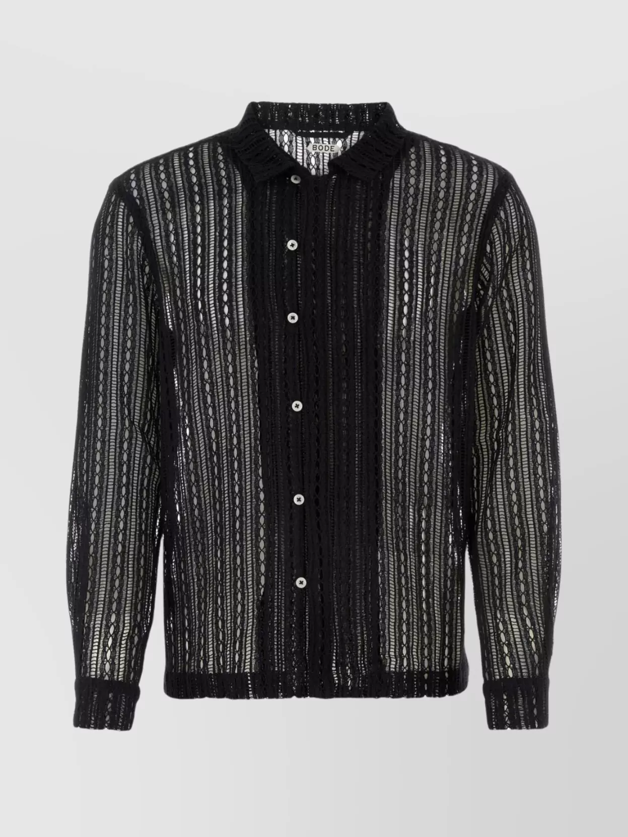 Shop Bode Lace Striped Meandering Shirt