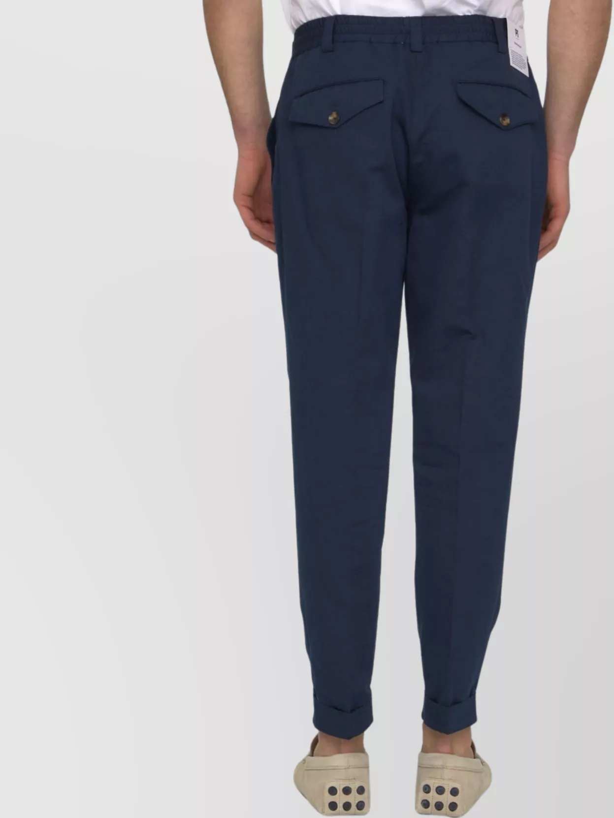 Pt Torino Cropped Cotton And Linen Trousers In Blue