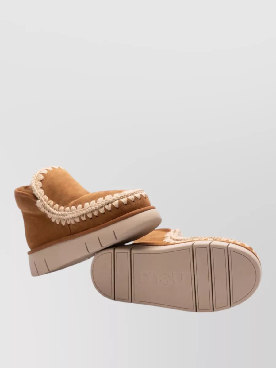 Mou Shearling Suede Platform Ankle Boots