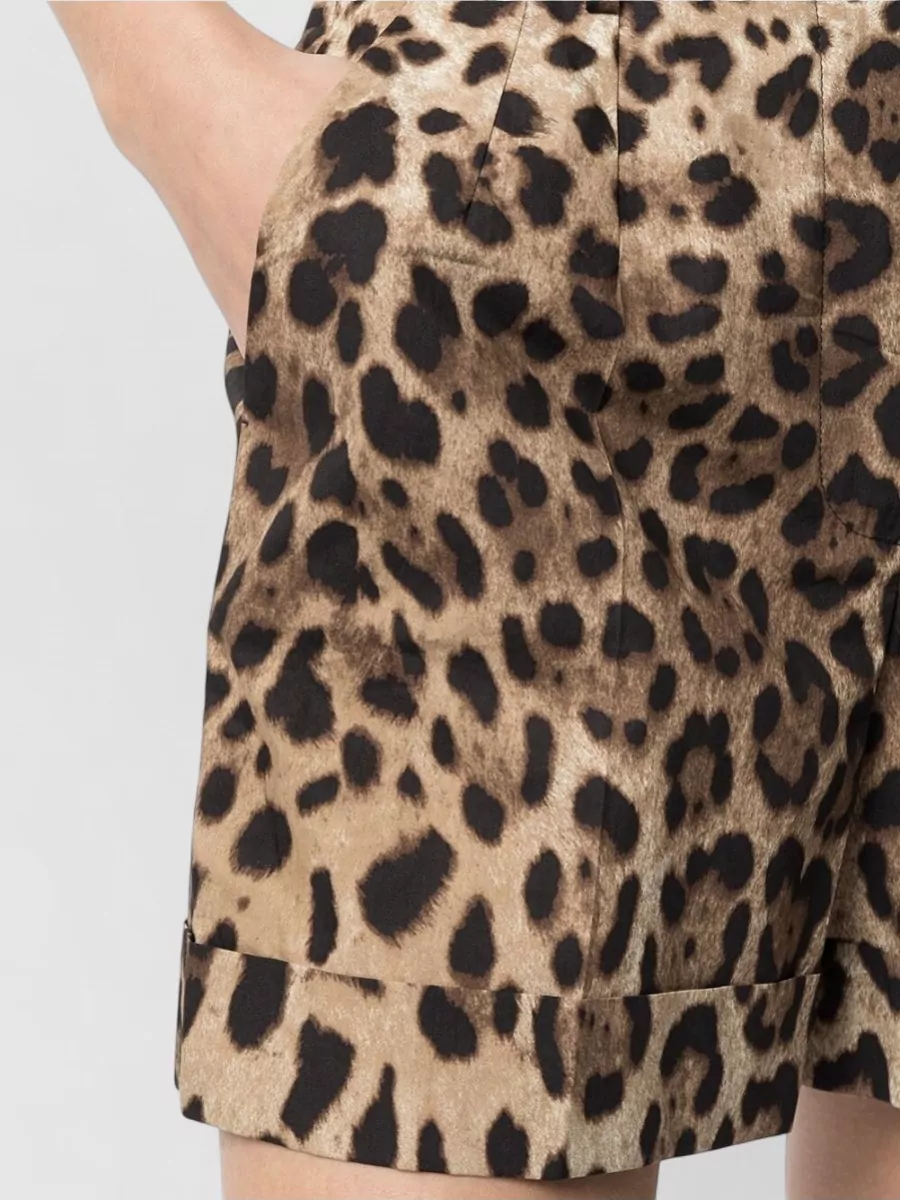 Dolce&Gabbana Animal Print High Waist Pleated Shorts