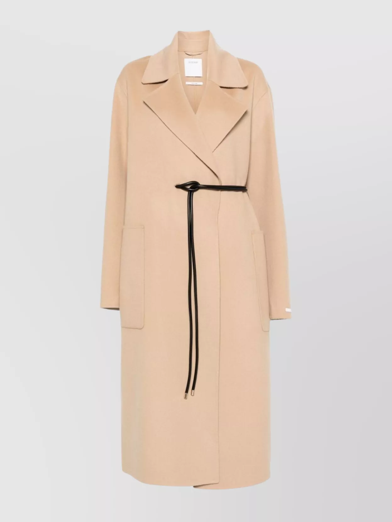 Sportmax Long Coat With Belted Waist And Pockets In Neutral