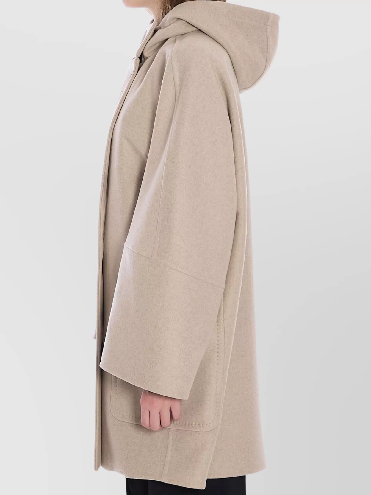 Max Mara Oversized Hooded Coat Patch Pockets In Neutral