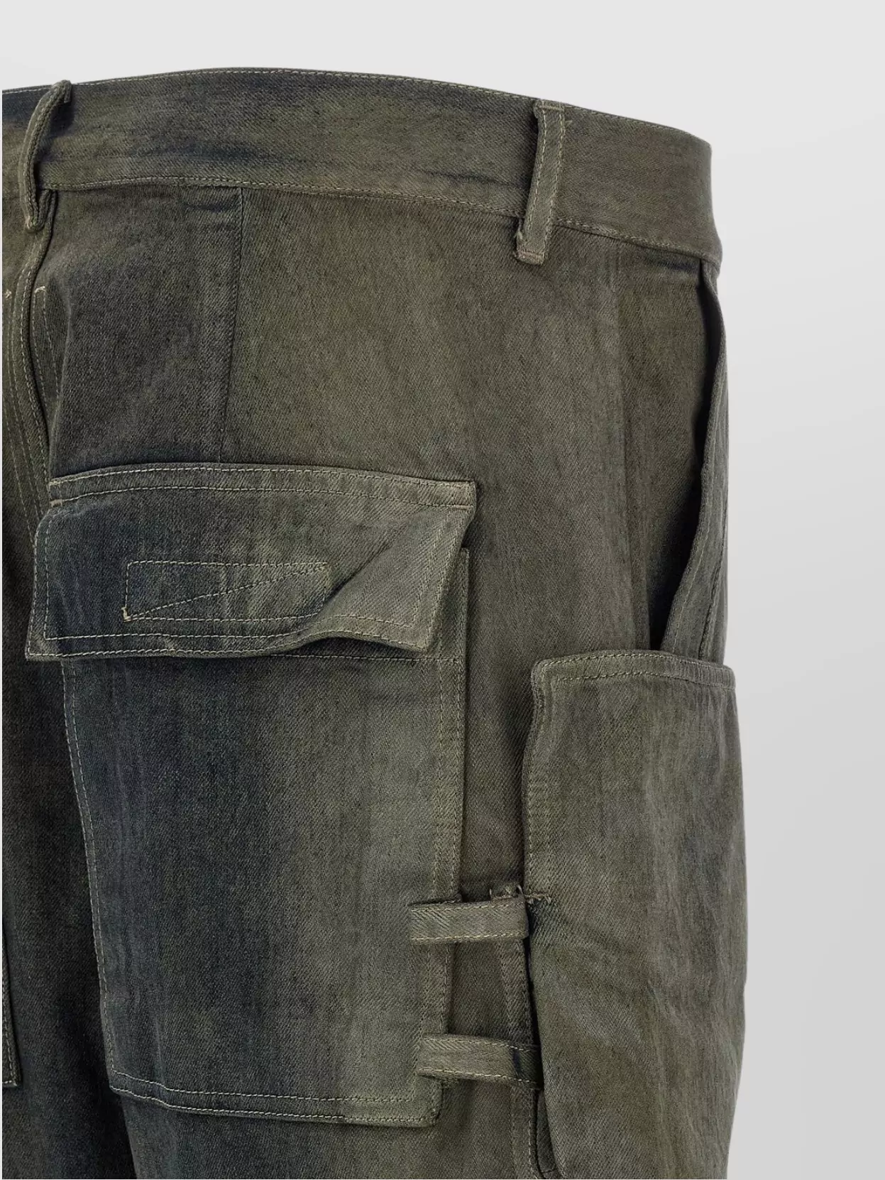 Rick Owens Cargo Pockets Trousers With Belt Loops In Green
