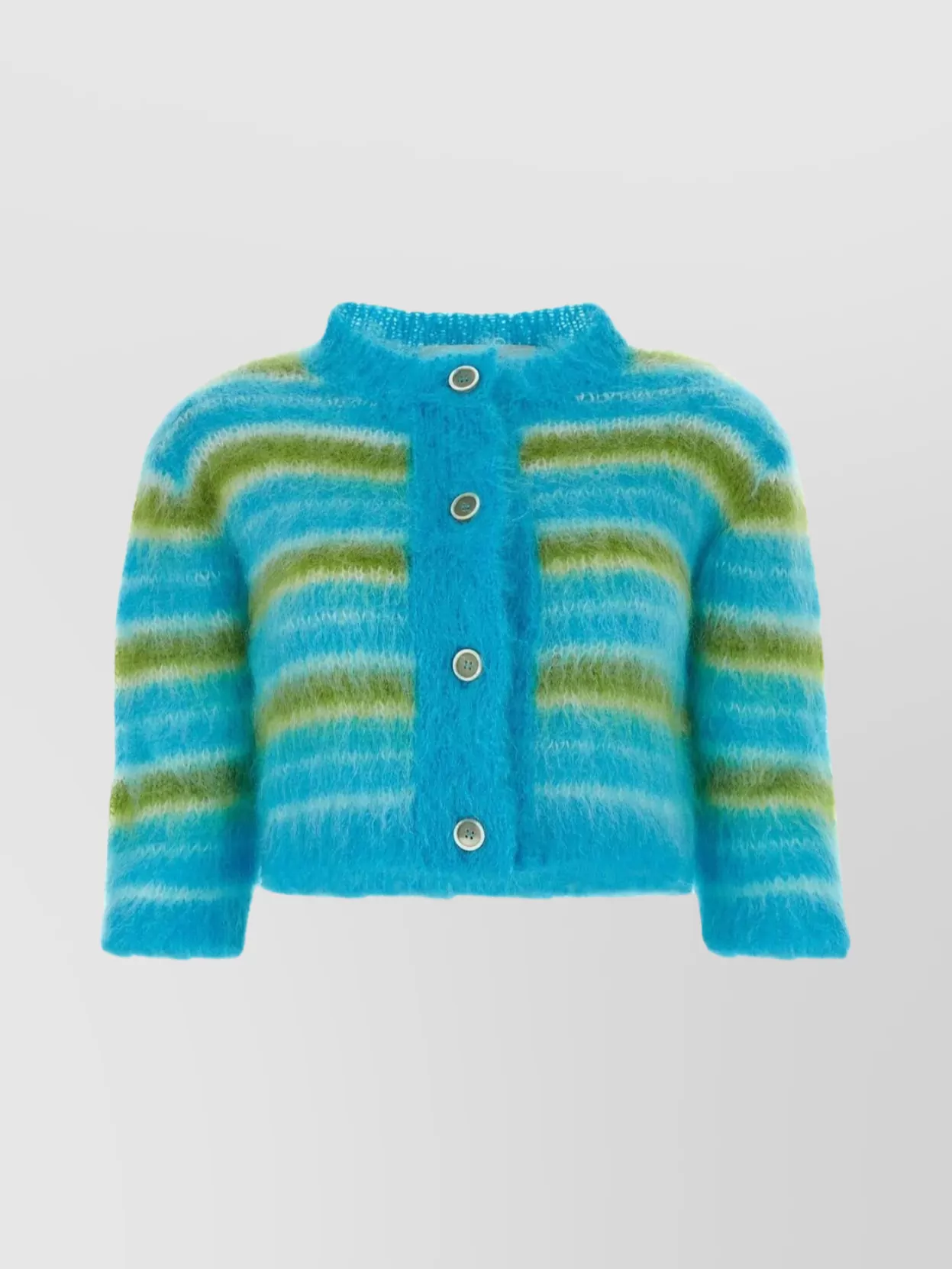 Shop Marni Mohair Blend Striped Embroidered Cardigan