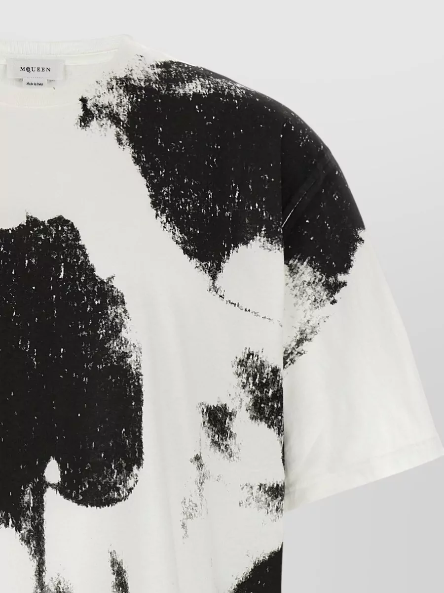Mc Queen Cotton Skull Print Crew Neck Short Sleeve T-Shirt