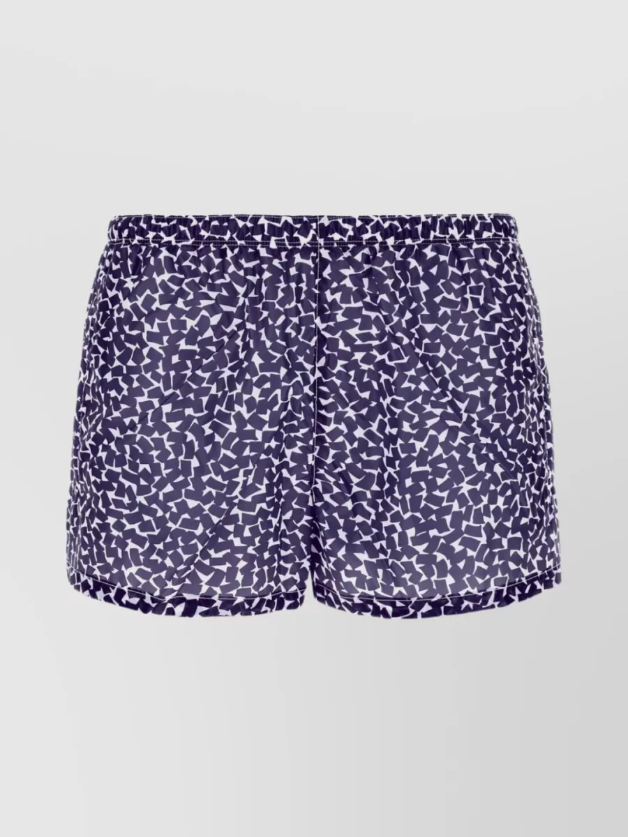 Shop Prada All-over Print Nylon Swim Shorts In Purple