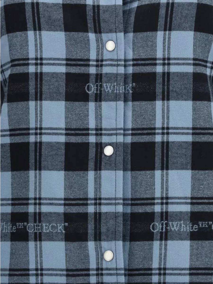 Off-White Cotton checked padded overshirt jacket