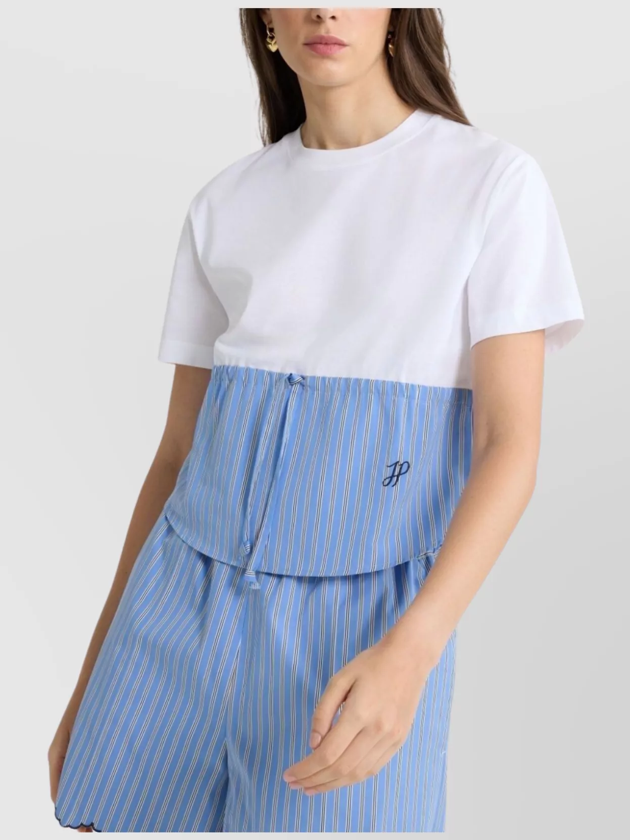 Patou Drawsgtring Waist Panelled T-shirt Clothing In White