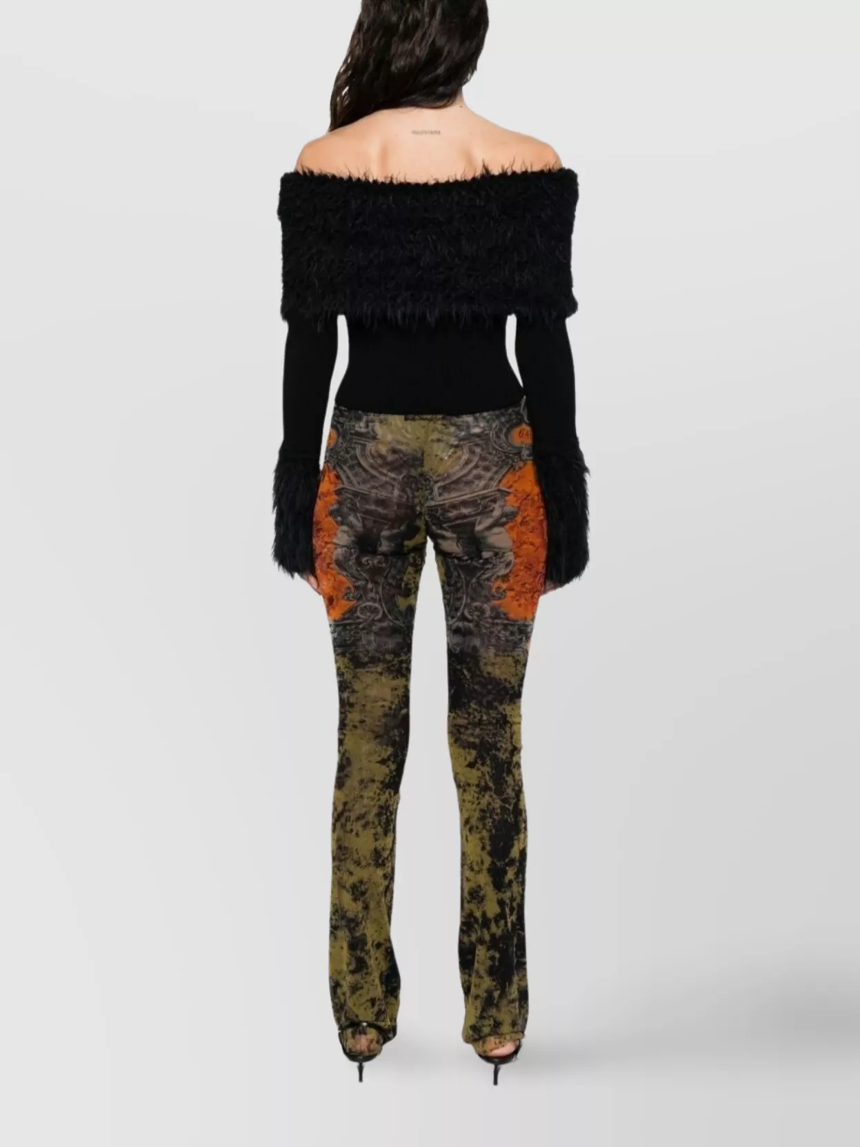 Jean Paul Gaultier Knitwear With Off-The-Shoulder Design And Faux Fur Trim