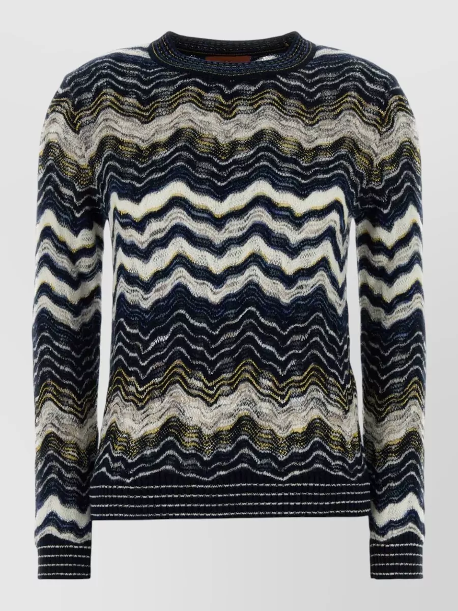 Missoni zigzag knit wool blend crew neck jumper