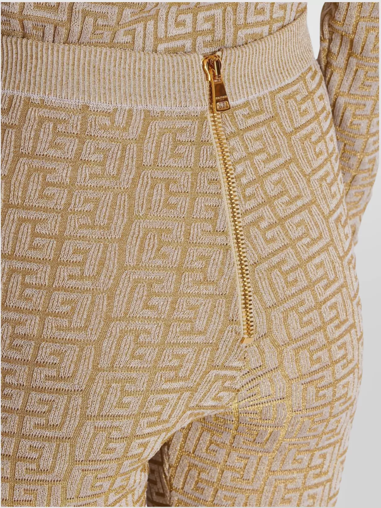 Balmain Ribbed Contrast Knit Leggings With High Waist