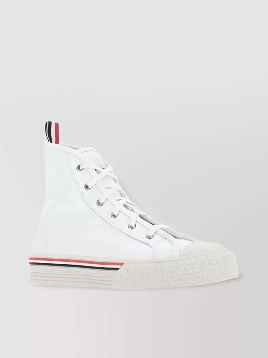 Shop Thom Browne Street Style Leather Sneakers In White