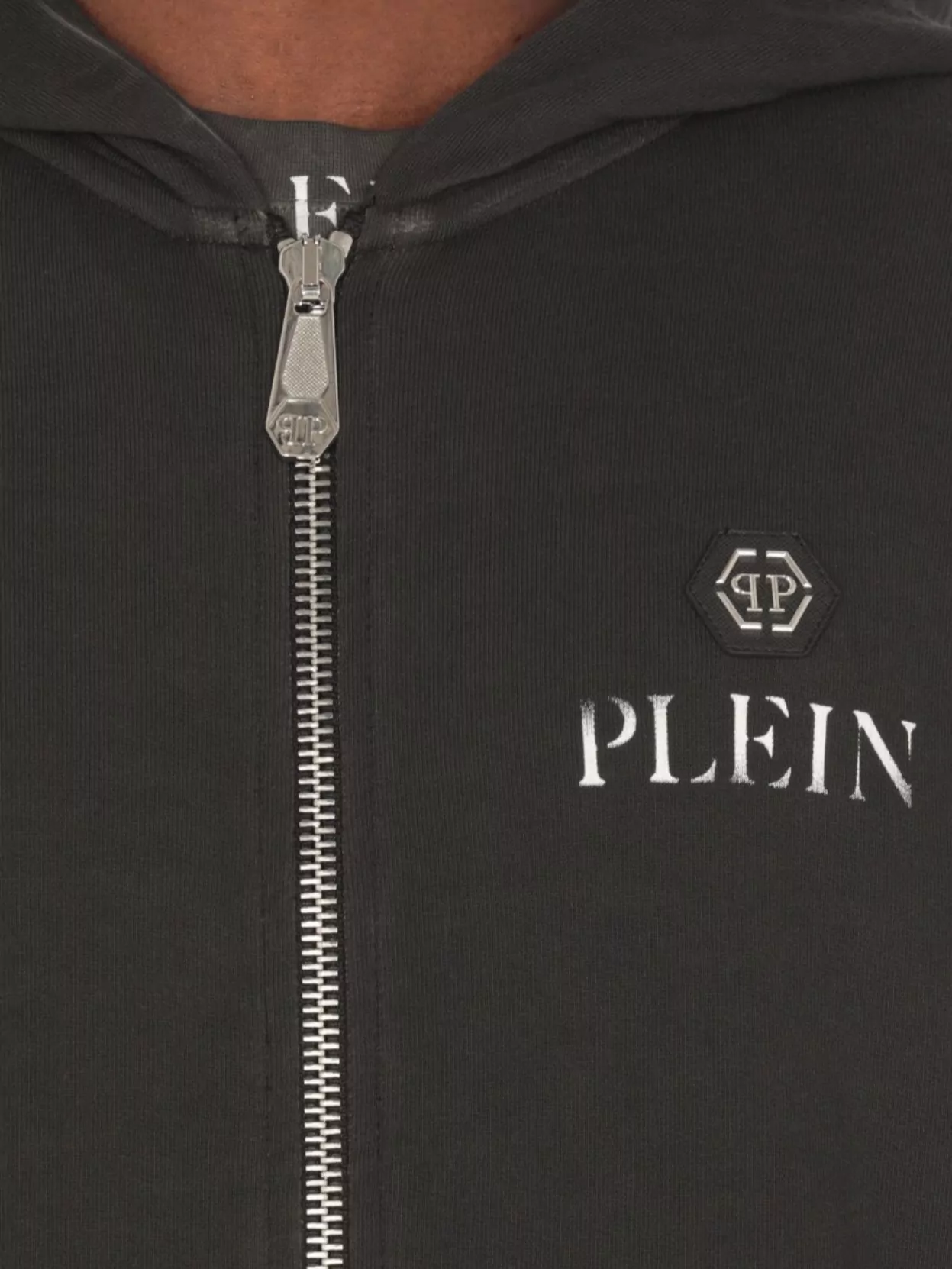 Philipp Plein Hooded Cotton Sweater With Ribbed Cuffs