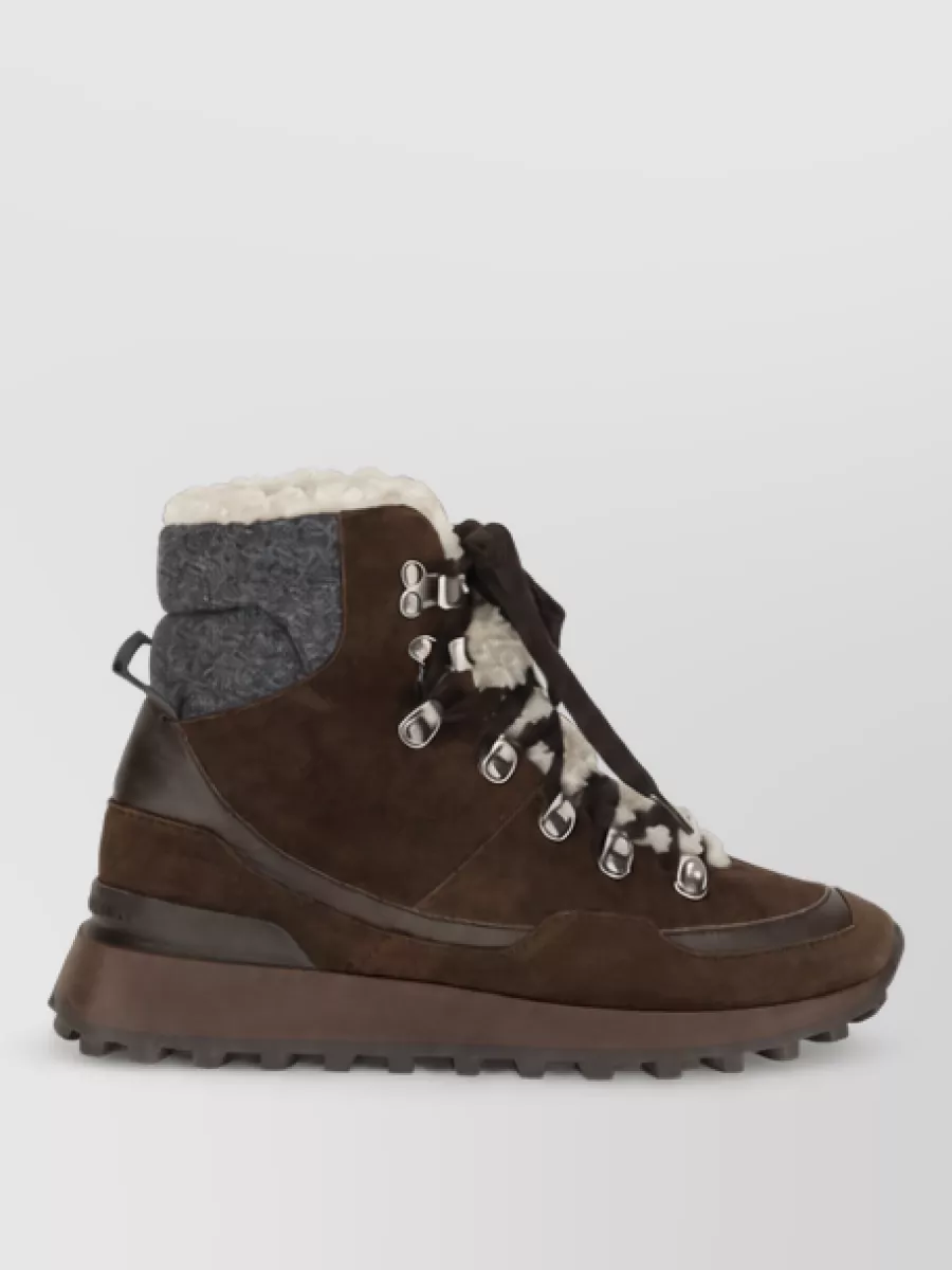 Brunello Cucinelli Leather Lace-Up Hi-Top Sneakers