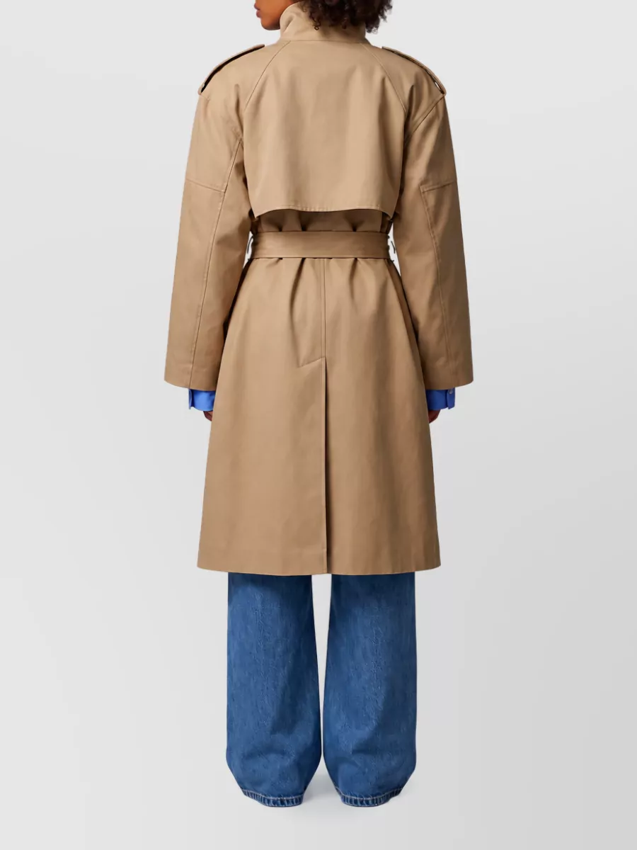 The Frankie Shop Cotton Double-Breasted Belted Short Trench Coat