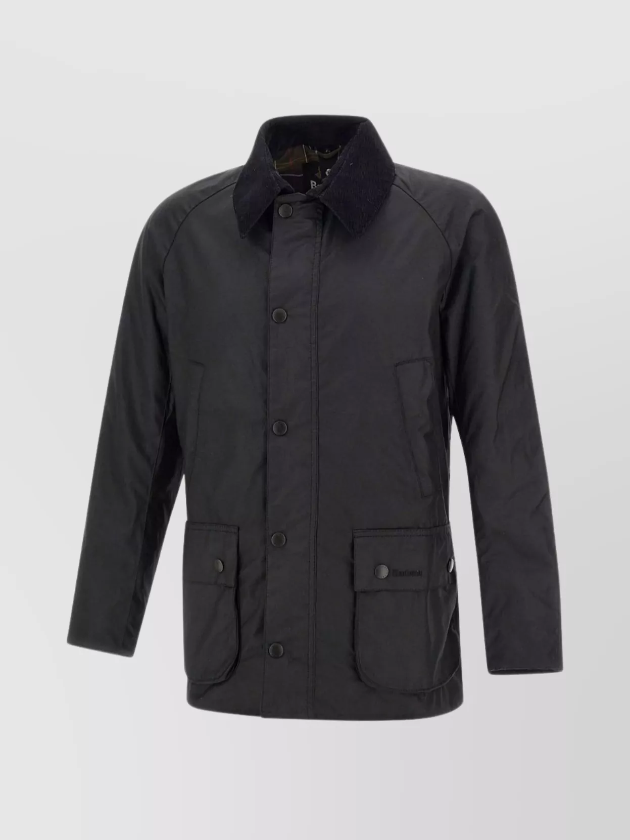 Shop Barbour Ribbed Collar Button-up Wax Jacket