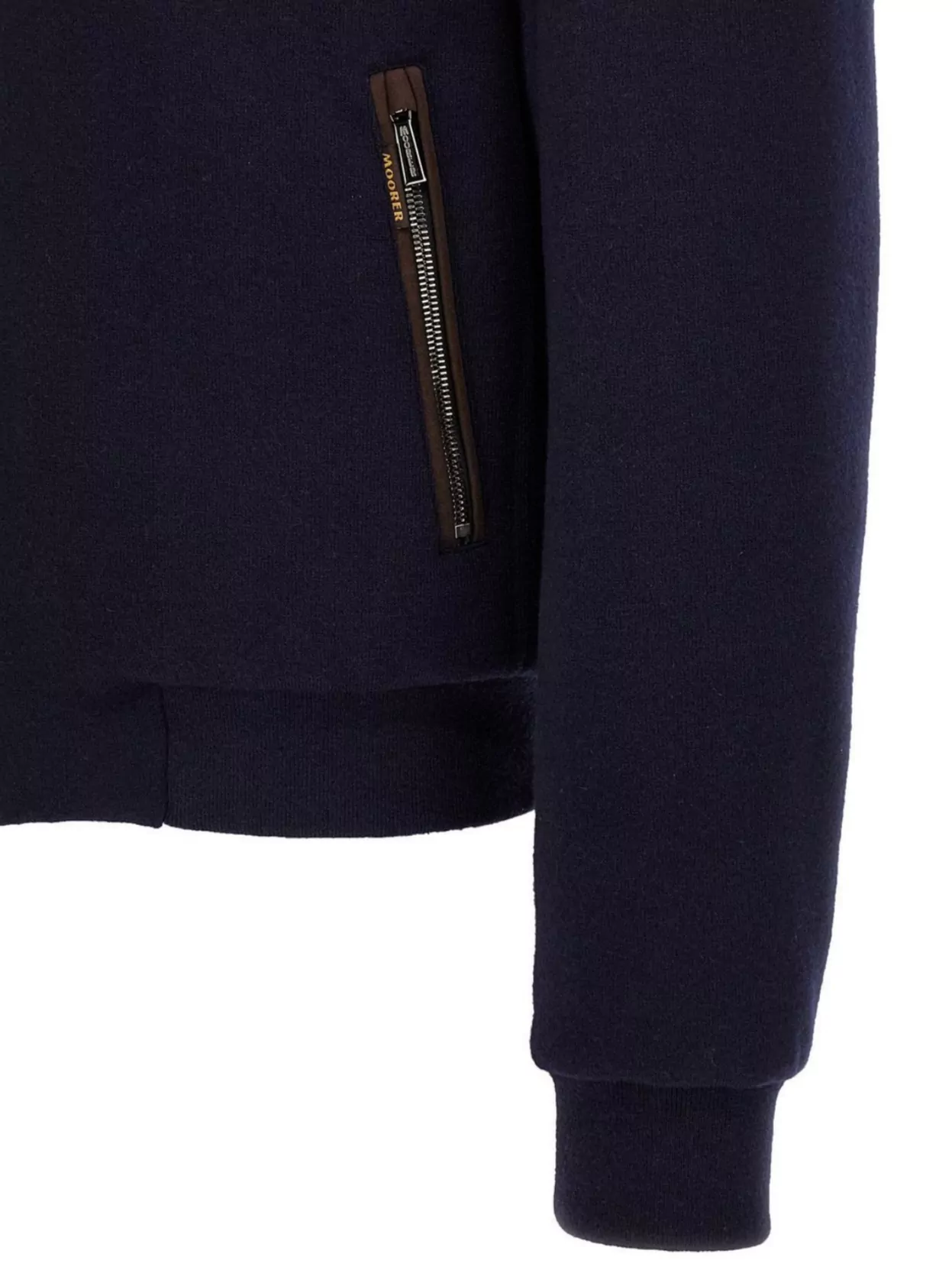 Moorer Padded Fleece Zip-up Jacket With Detachable Faux-fur Collar In Blue