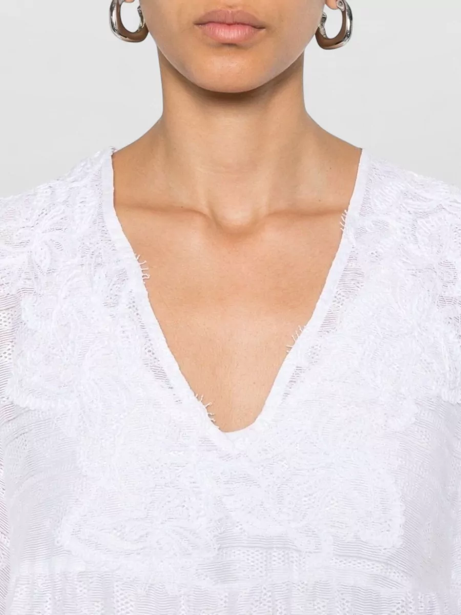 Ermanno Firenze Embroidered Long-Sleeve Mini Dress