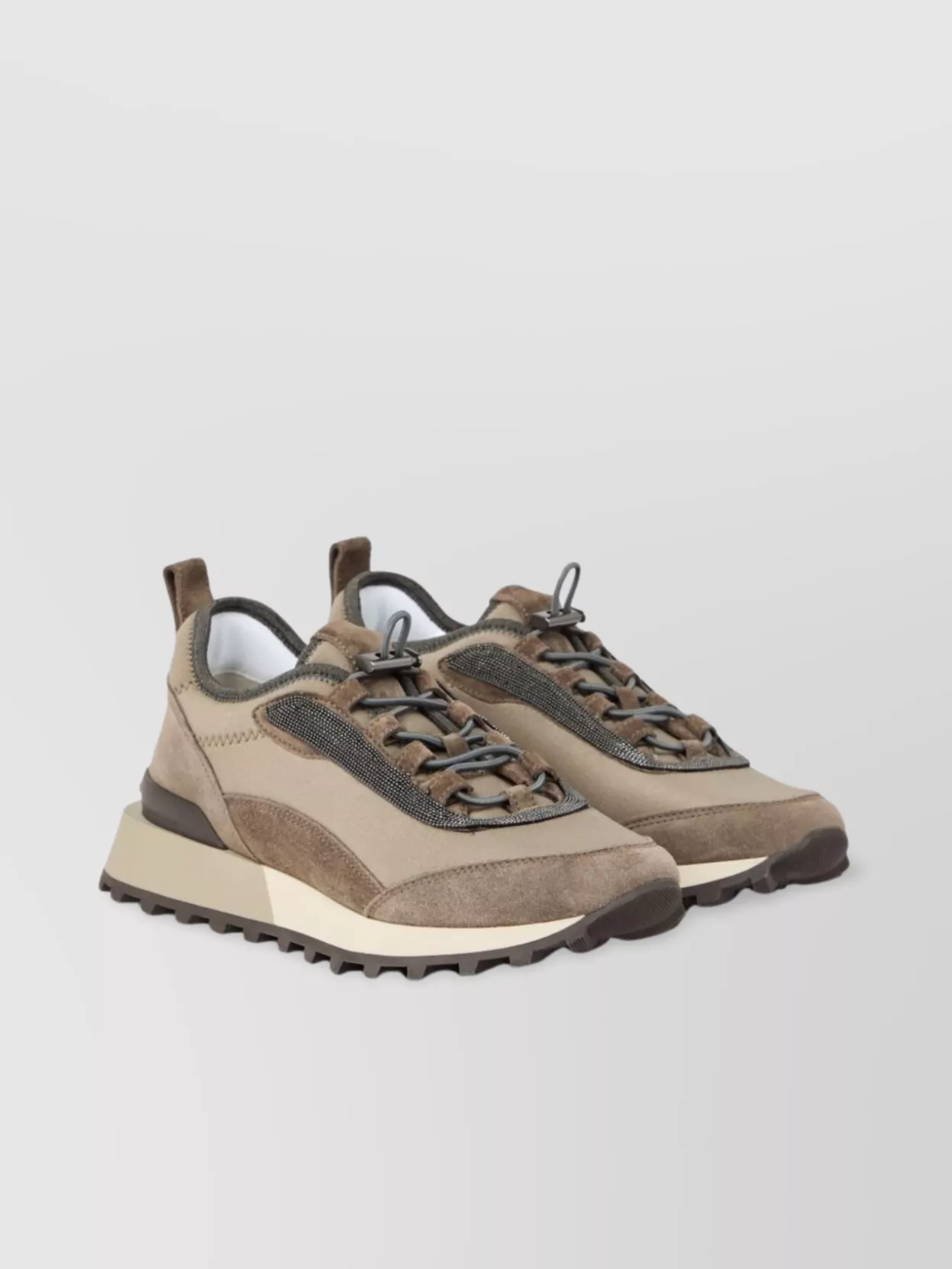 Brunello Cucinelli Lace-Up Shoes Mesh Suede Accents