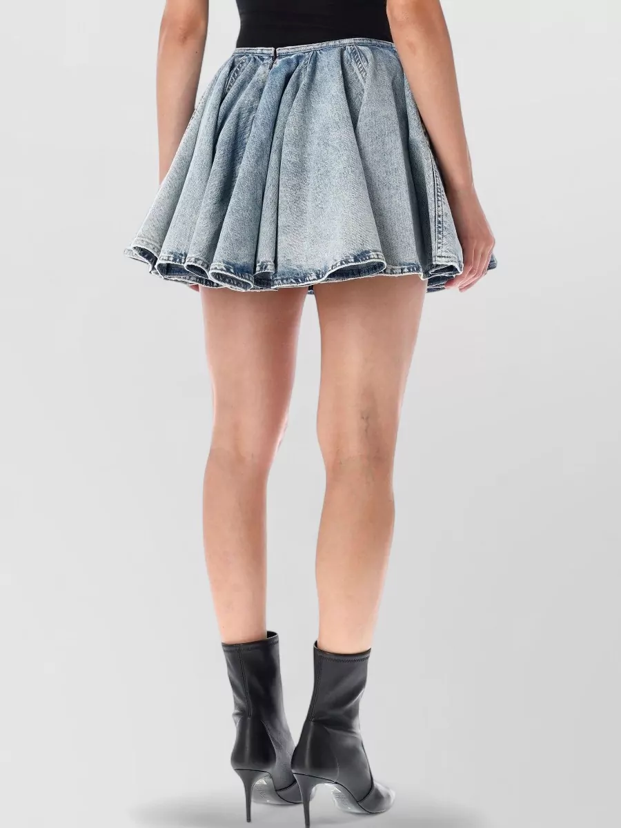 Haikure Denim Flared Mini Skirt