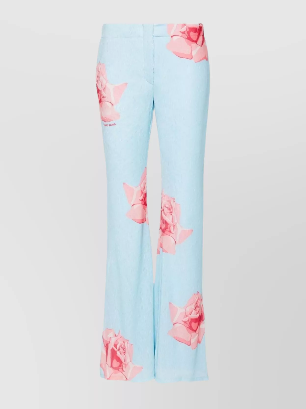 Shop Kenzo Flared Rose Print Trousers