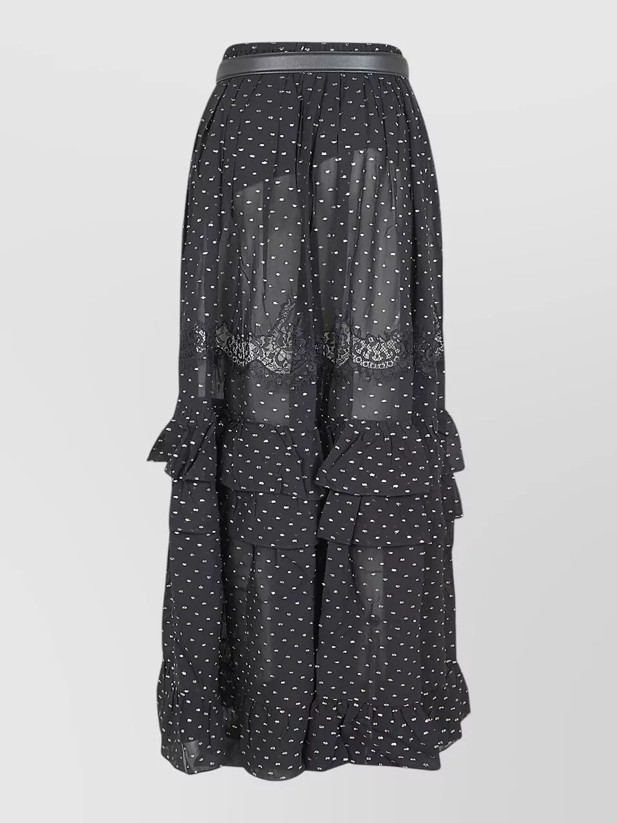 Self-Portrait Metallic lace maxi skirt