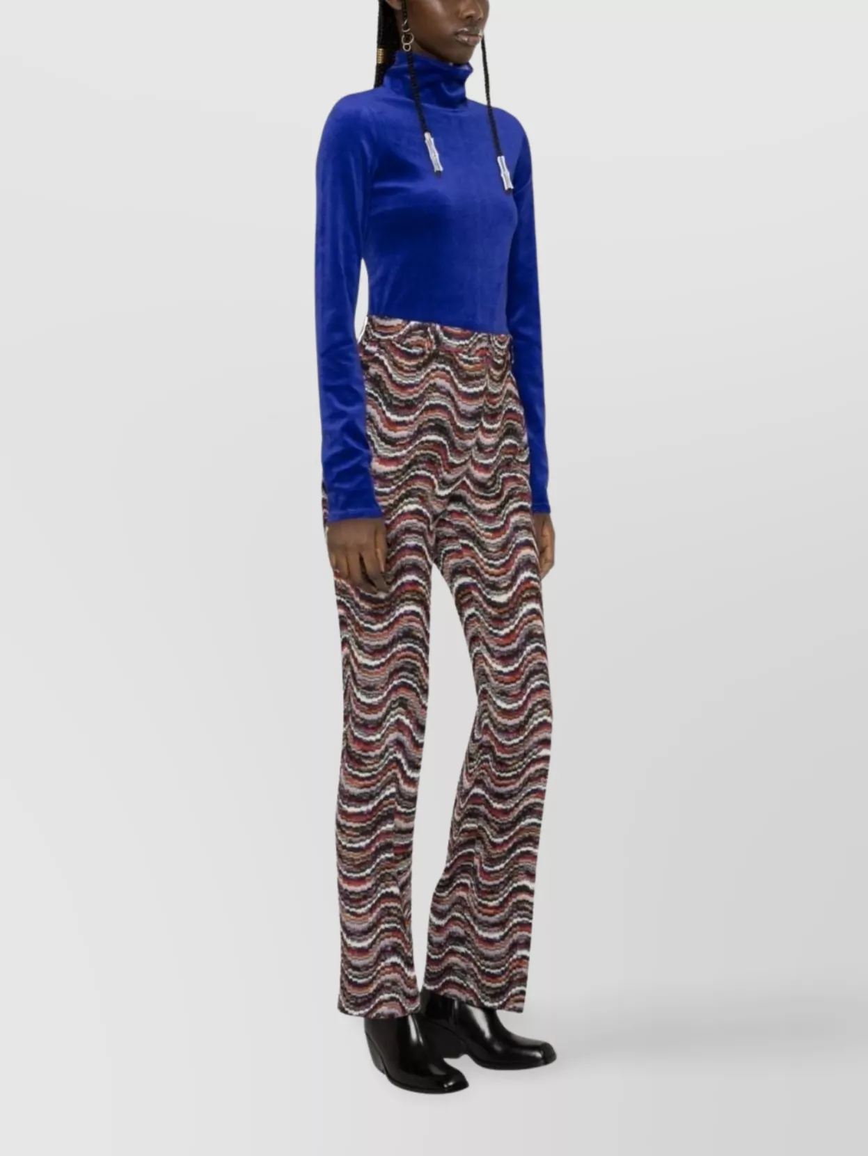 Missoni High Waist Flared Leg Knit Trousers In Multi