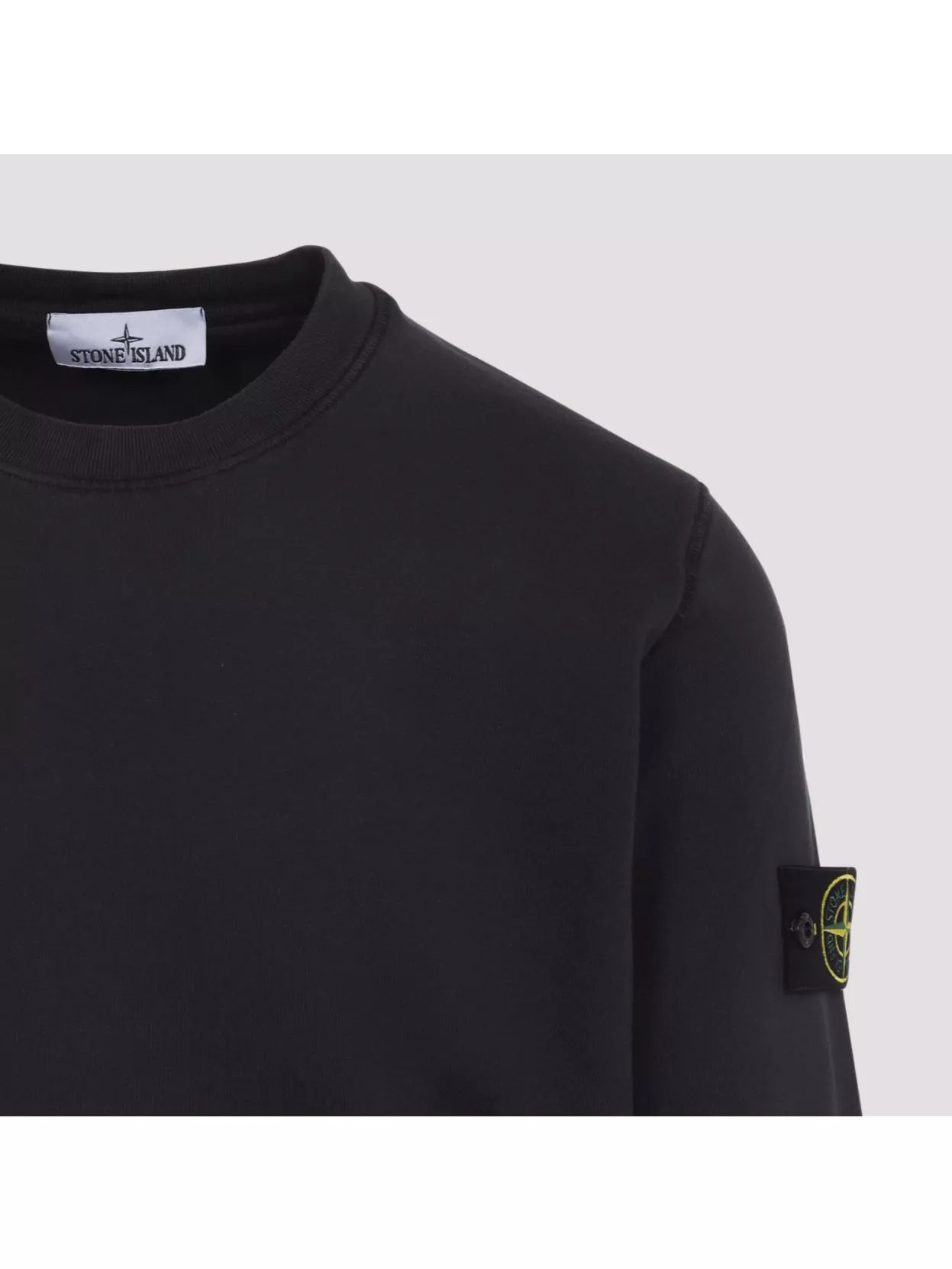 Stone Island Vanisé Brushed Heavy Cotton Sweatshirt In Black