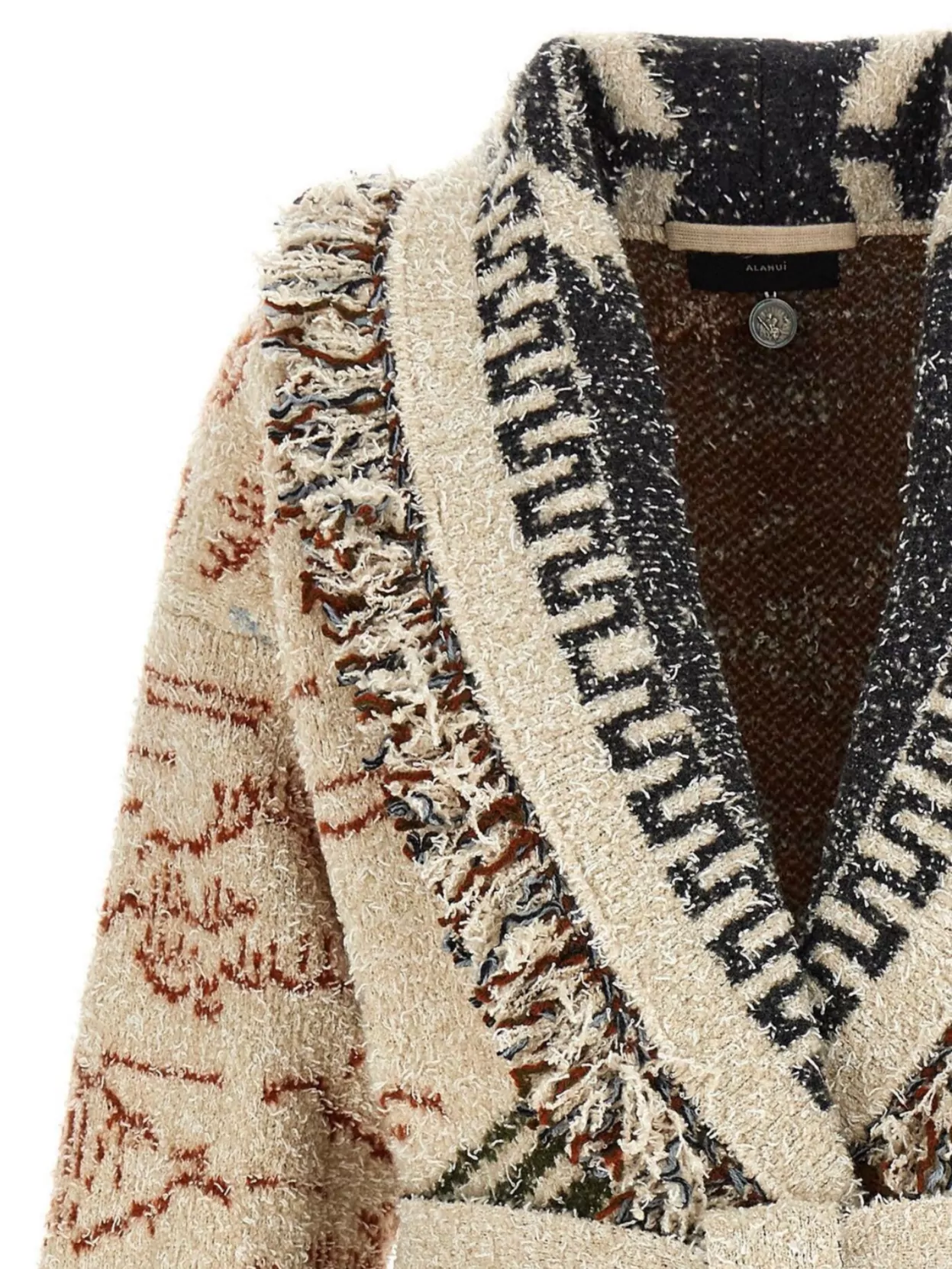 Alanui Sunset Riders Cardigan Knitwear Beige In White