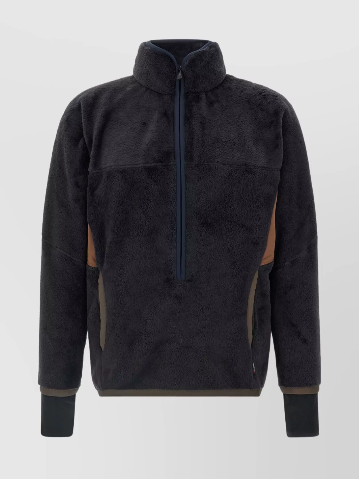 Moncler High Collar Sweatshirt Featuring Contrast Panels In Black