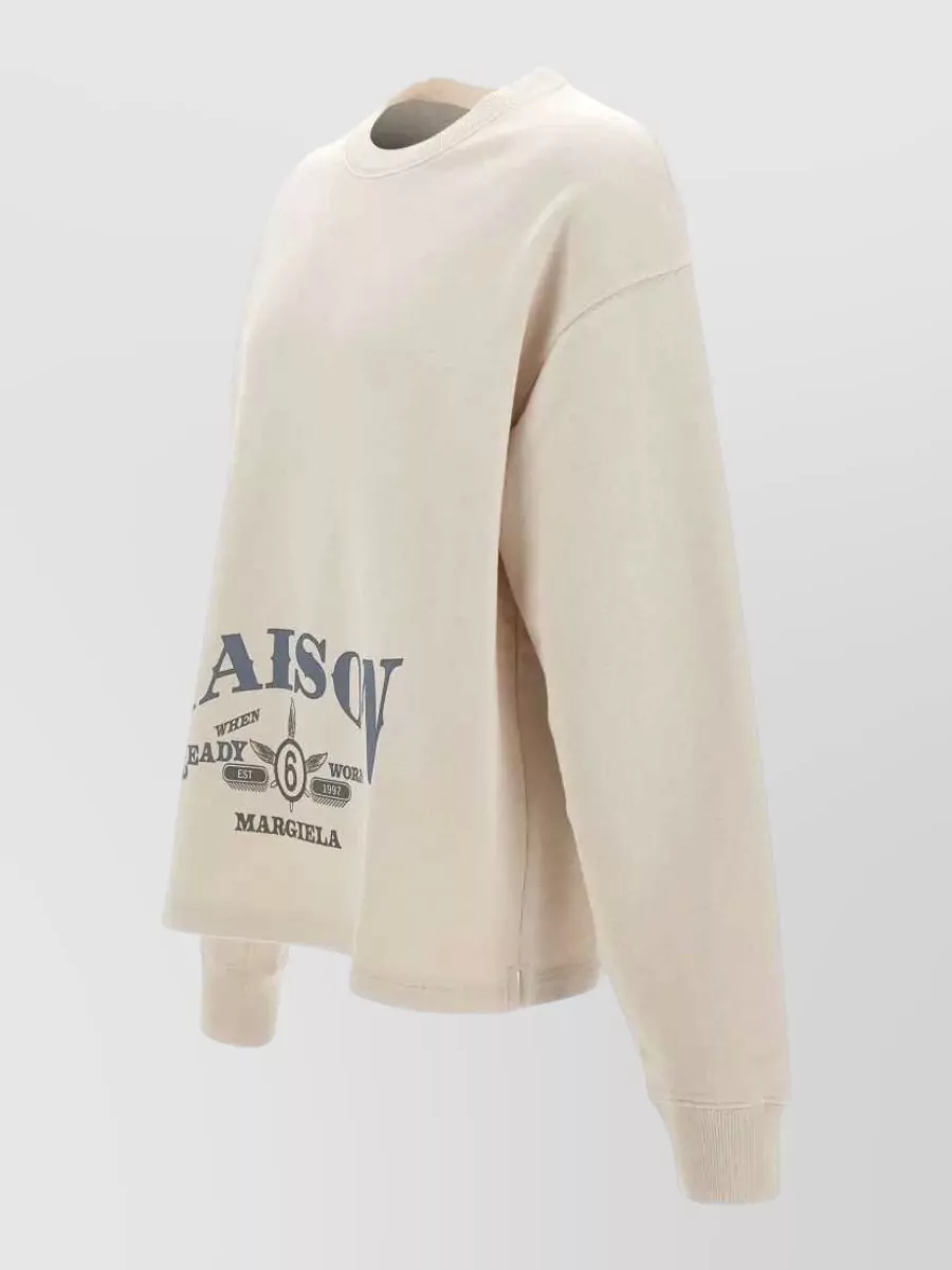 Mm6 Maison Margiela Cotton Logo-Print Crew-Neck Sweatshirt