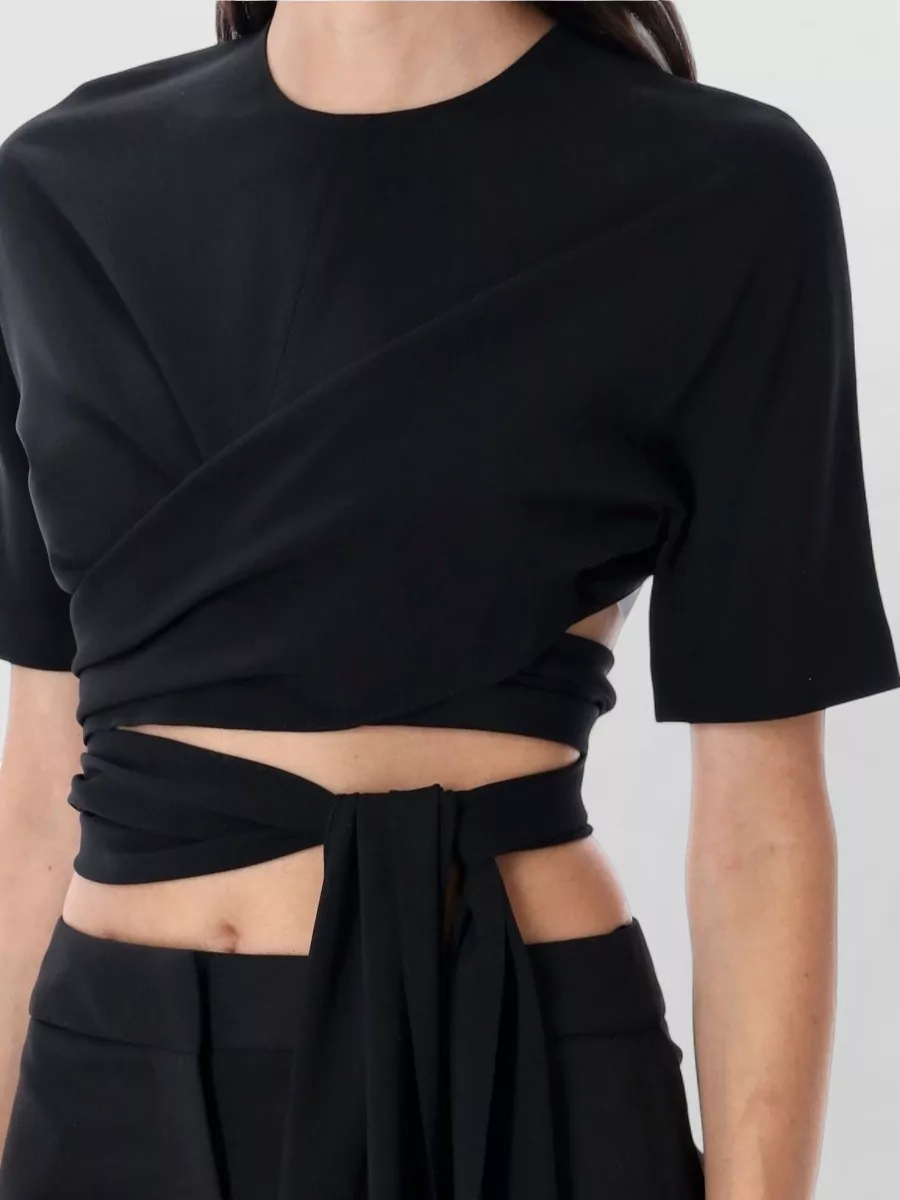 Alaïa Cropped Wrap Top Open Back Short Sleeves