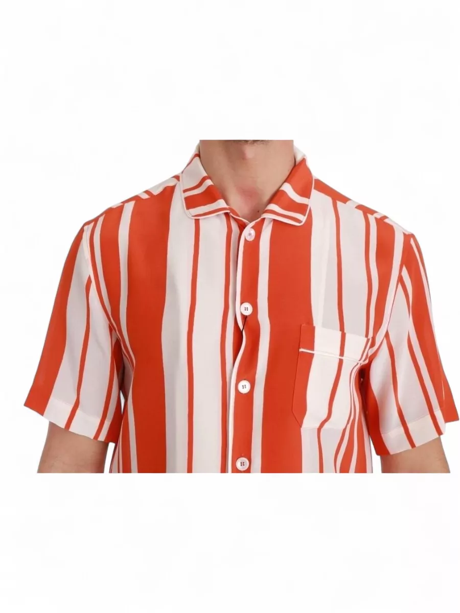 Dolce&Gabbana Silk Striped Short-Sleeve Shirt