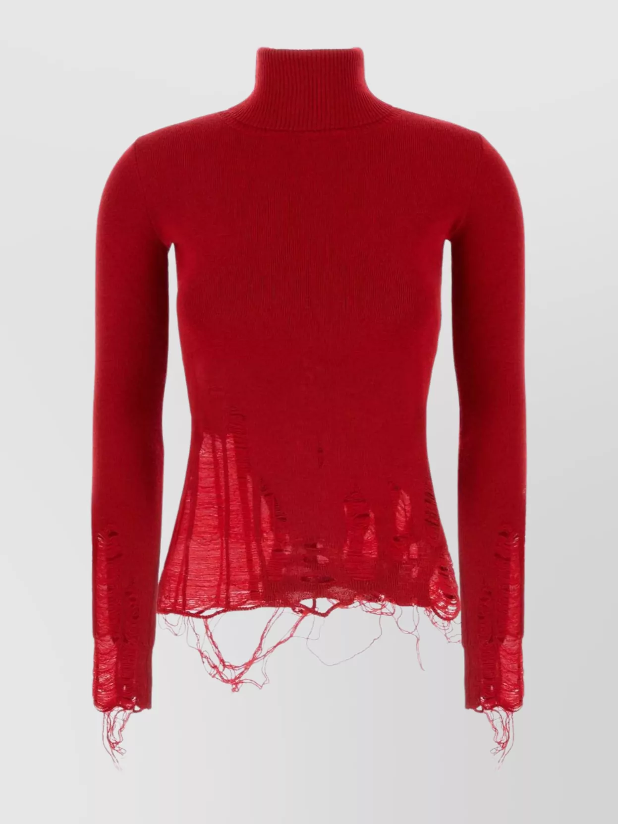 Mm6 Maison Margiela Wool And Acrylic Sweater With Distressed Hem In Red