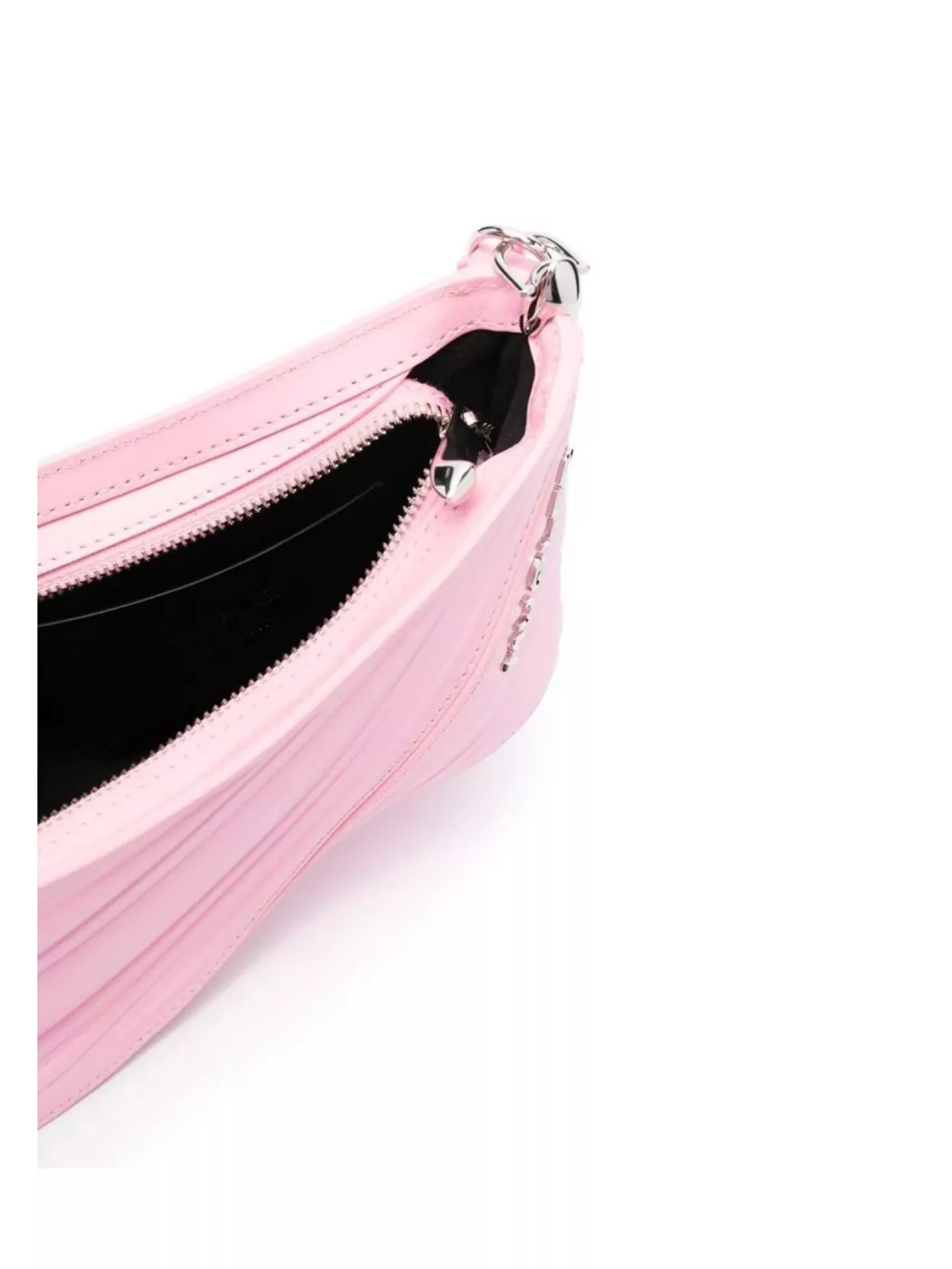 Mugler Curved Shoulder Bag Silver-Tone Hardware