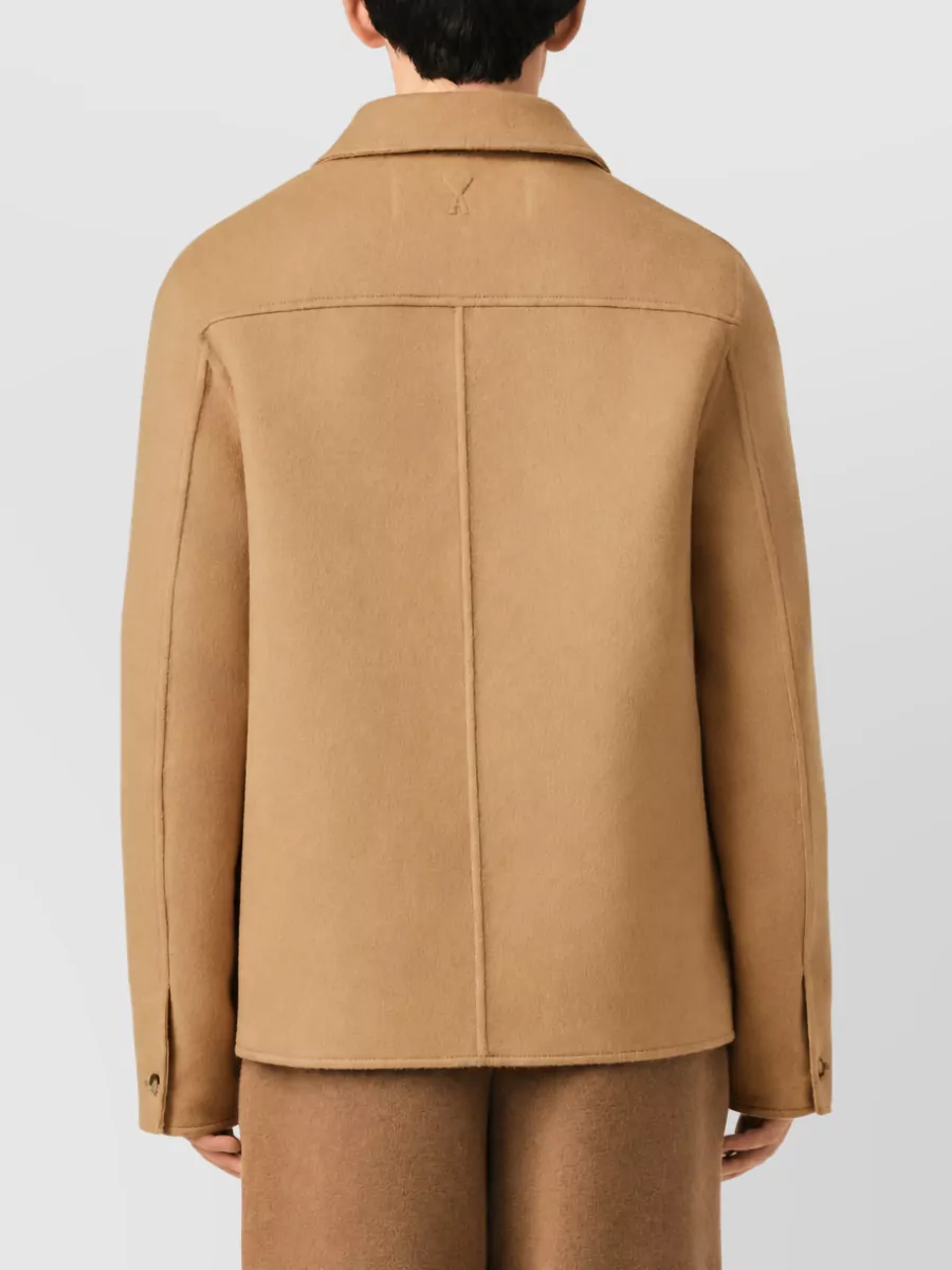 Ami Paris Cashmere Blend Single Breasted Coat