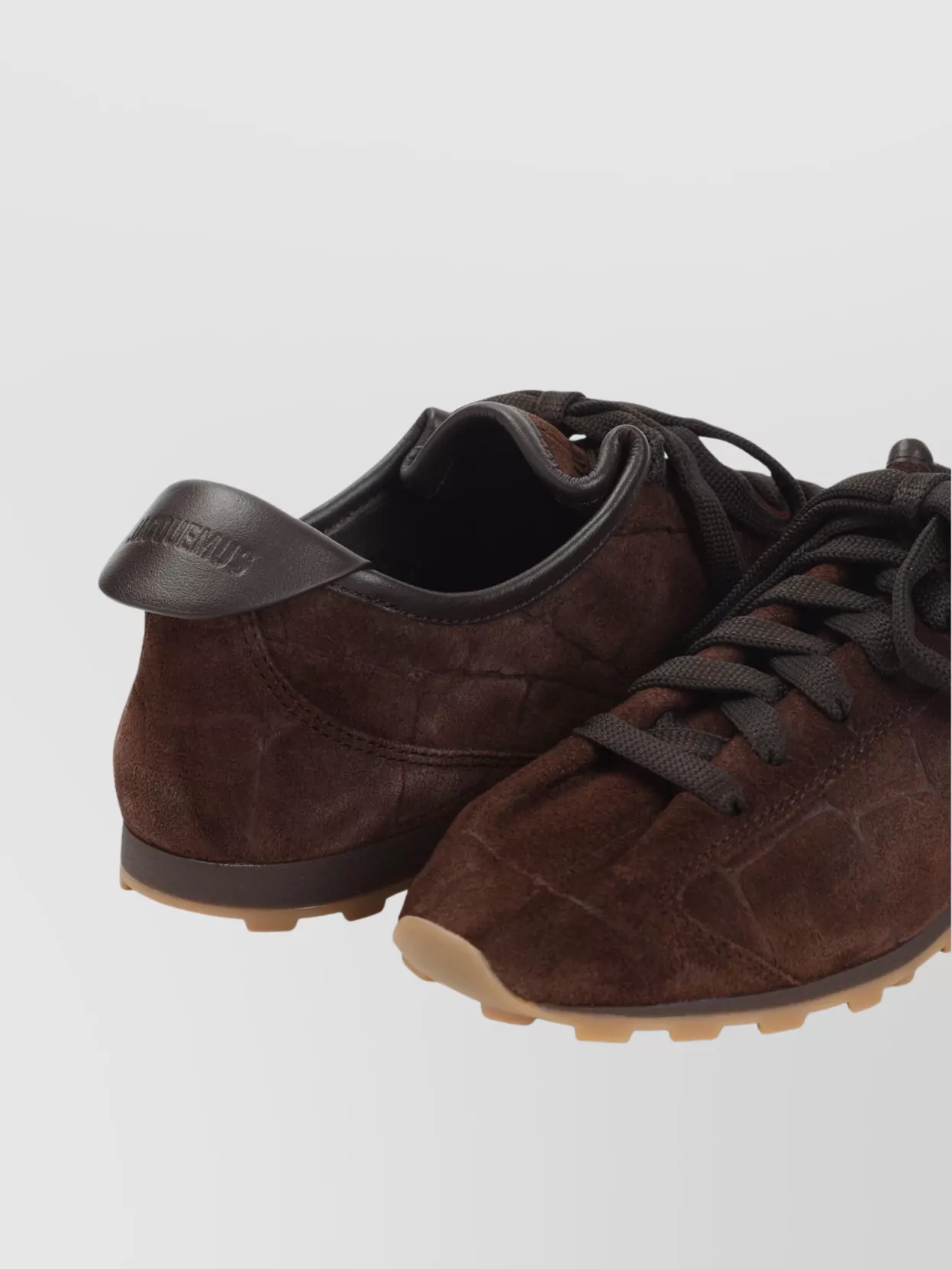 Jacquemus The Tennis Leather-trimmed Croc-effect Suede Sneakers In Brown