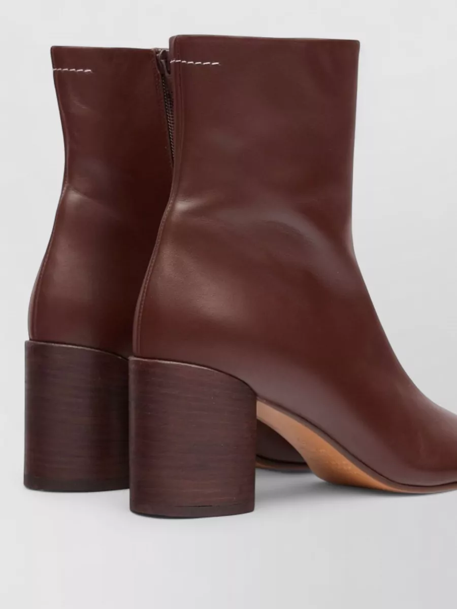Mm6 Maison Margiela Leather Ankle Boots Block Heel Design